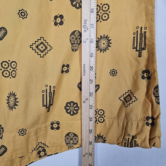 Ryan Michael Top Women's XL Mustard Embroidered Southwestern AOP Tie Neck Cotton - Picture 5 of 13